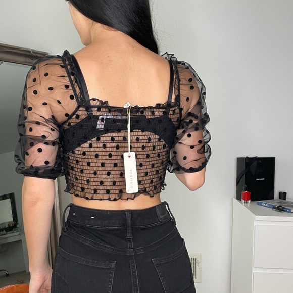 Black poka dot crop top - Picture 3 of 5